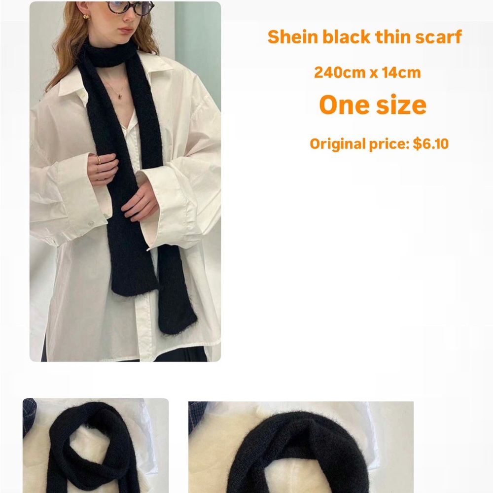 Elegant Black thin Scarf